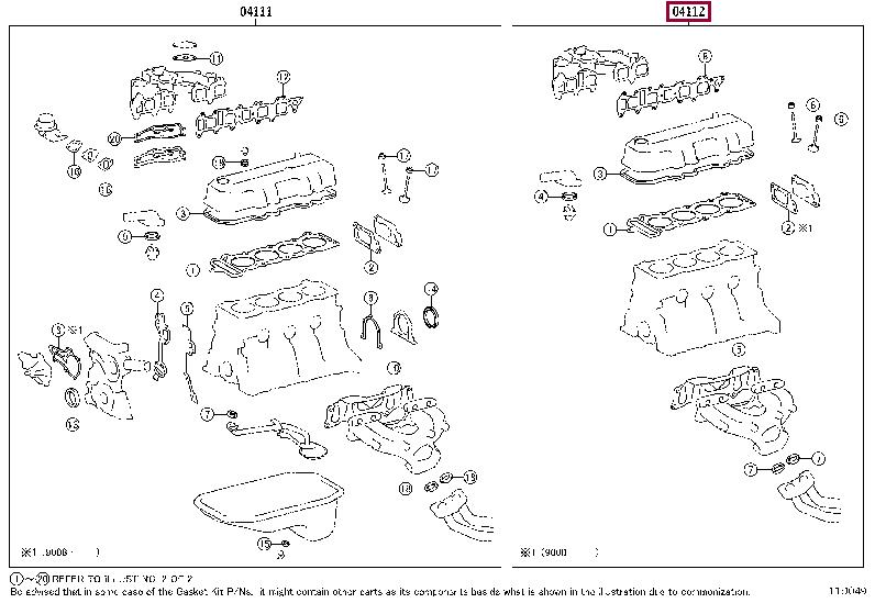 Cylinder head seal Toyota Cressida: 0411235142 Toyota Gasket Set, cylinder head