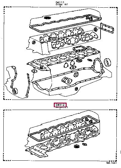 Cylinder head seal Toyota Cresta: 0411243013 Toyota Gasket Set, cylinder head
