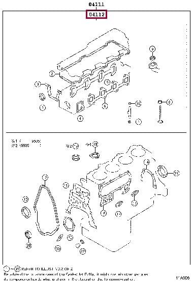Engine head gasket Toyota Dyna: 0411254073 Toyota Gasket Set, cylinder head