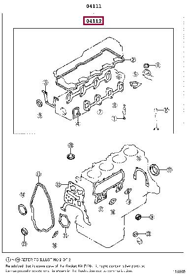Cylinder head seal Toyota Cresta: 0411254390 Toyota Gasket Set, cylinder head