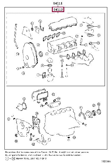 Engine head gasket Toyota Hilux: 0411254730 Toyota Gasket Set, cylinder head