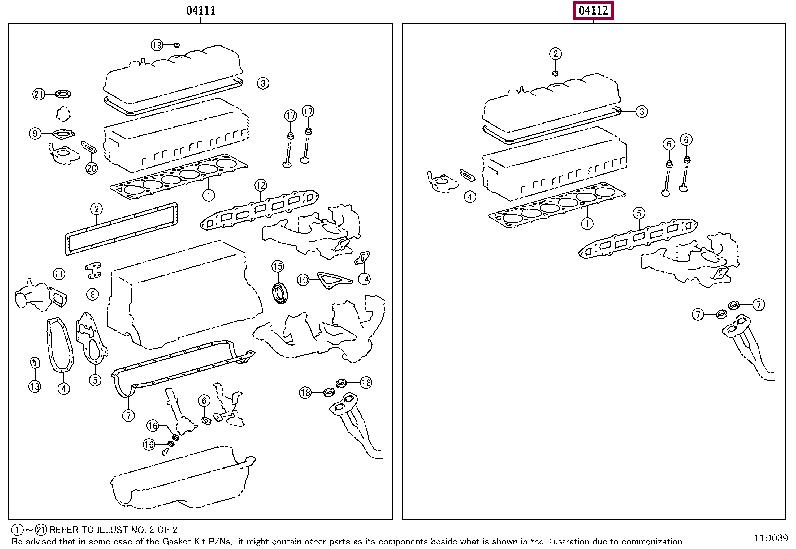 Top gasket Toyota Land Cruiser: 0411261070 Toyota Gasket Set, cylinder head
