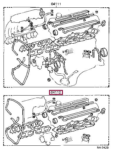 Engine head gasket Toyota Carina E: 0411274033 Toyota Gasket Set, cylinder head