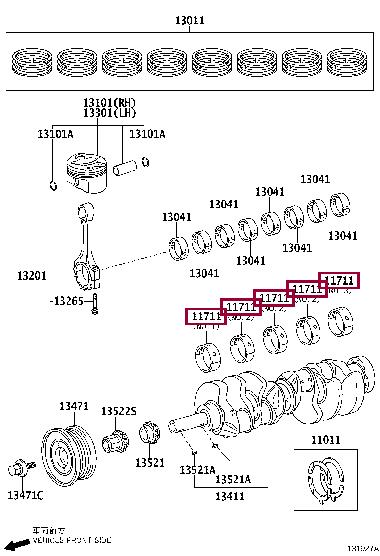 Toyota 11072-38030-E5 BEARING SET CRANKSH 1107238030E5