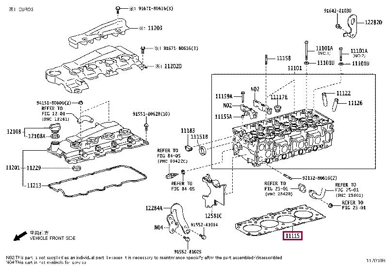 Toyota 11115-0L011-D0 Cylinder head gasket 111150L011D0 111150L011D0 Toyota Cylinder head gasket