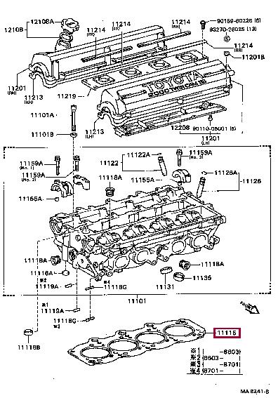 Toyota 11115-88362 Gasket, cylinder head 1111588362