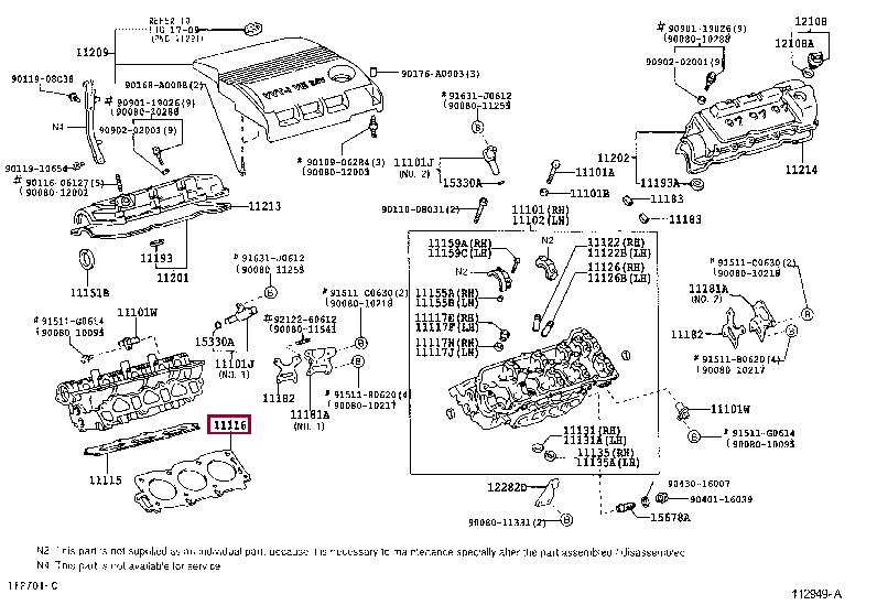Top gasket Lexus: 111160A012 Toyota Cylinder head gasket