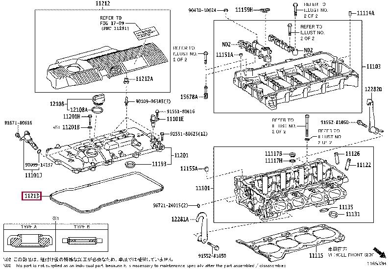 Toyota 11213-37040 Gasket, cylinder head cover 1121337040