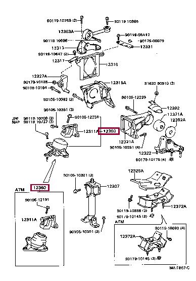 Toyota 12360-62020 Engine mount 1236062020