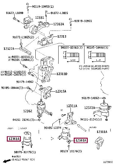 Toyota 12361-36091 Engine mount 1236136091