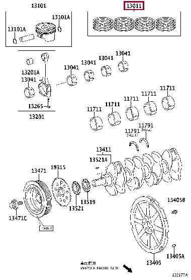 Toyota 13011-37270 Piston ring 1301137270 1301137270 Toyota Piston ring