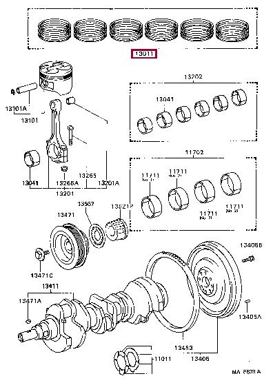 Toyota 13011-65021 Piston ring 1301165021