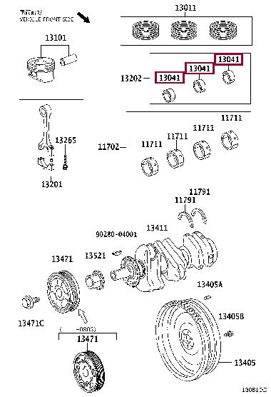 Toyota 13041-0Q010-01 Connecting rod bearing 130410Q01001