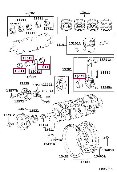 130415805001 Toyota Big End Bearings