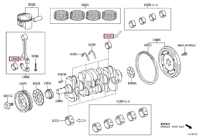 Toyota 13041-B1021 Connecting rod bearing 13041B1021