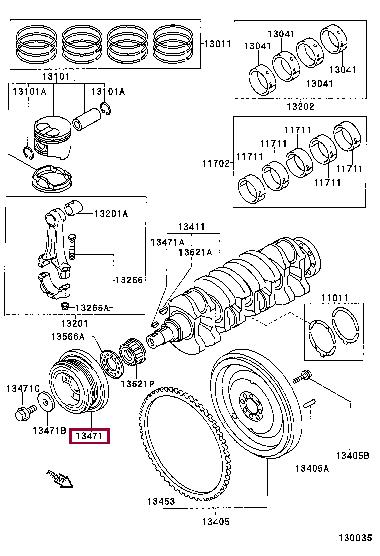 Toyota 13408-27010 V-ribbed belt tensioner (drive) roller 1340827010