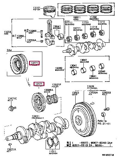 1347015030 Toyota Pulley crankshaft