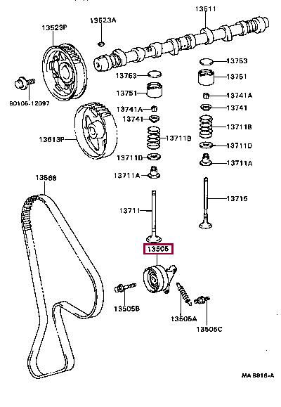 Timing belt deflection pulley Toyota: 1350555020 Toyota Timing belt tensioner pulley