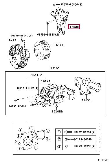 1662030050 Toyota Drive belt tensioner pulley