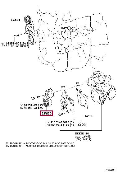 Toyota 1662036030 V-ribbed belt tensioner (drive) roller 1662036030