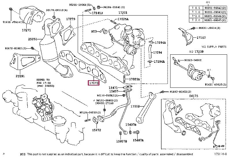 Toyota 17173-33010 Exhaust manifold dichtung 1717333010