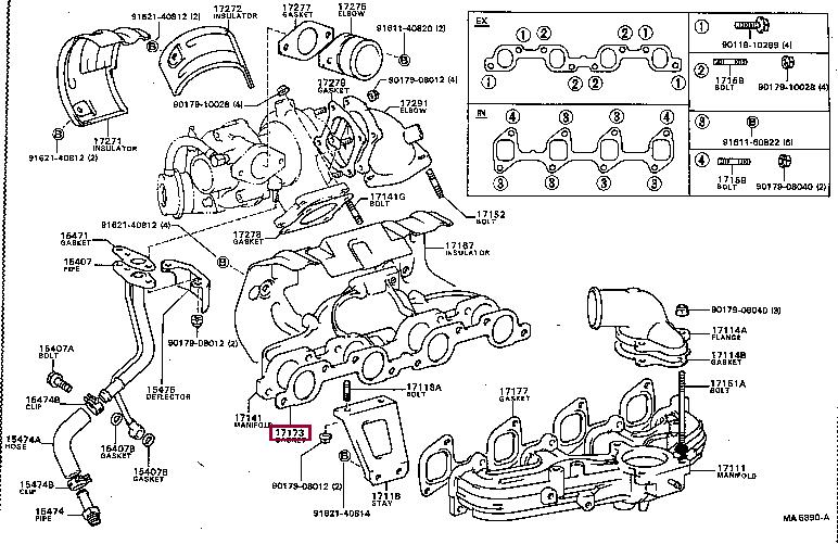 Toyota 17173-54020 Exhaust manifold dichtung 1717354020