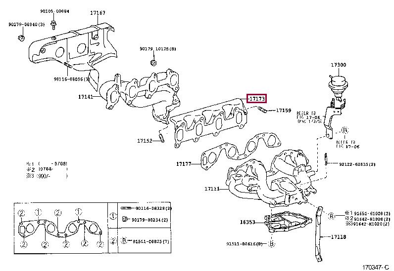 Exhaust manifold seal Toyota Hiace: 1717375010 Toyota Exhaust manifold gasket