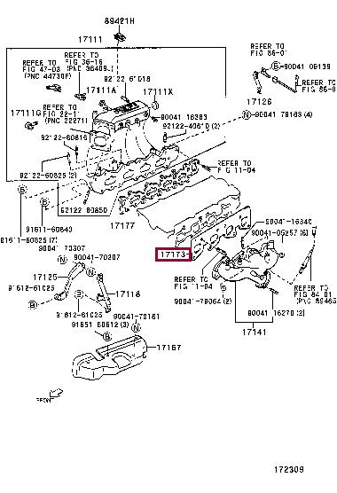 Exhaust manifold seal Toyota: 1717387105 Toyota Exhaust manifold gasket