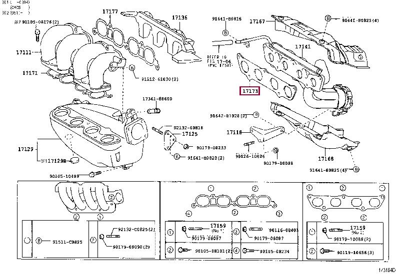 Toyota 17173-88600 Exhaust manifold dichtung 1717388600