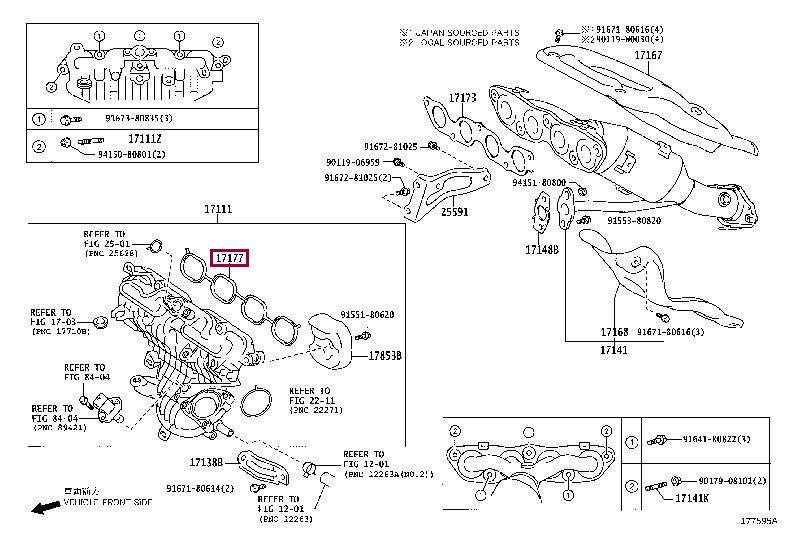 Toyota 17177-21040 Gasket, intake manifold 1717721040