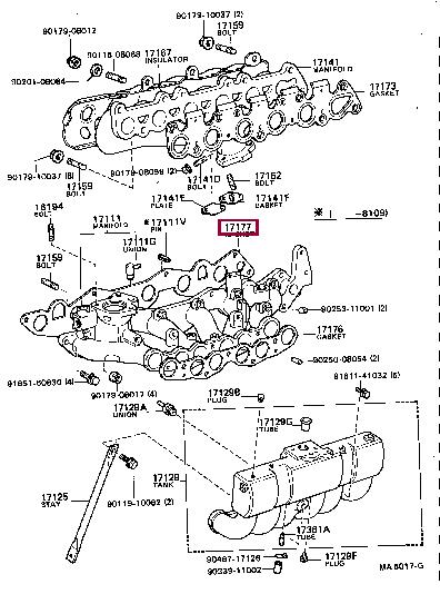 Toyota 17177-41030 Gasket, intake manifold 1717741030