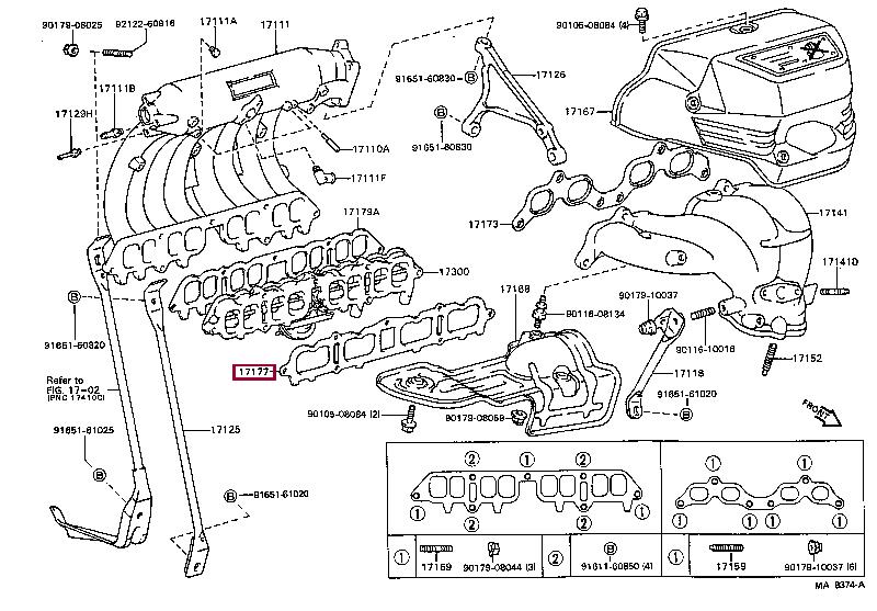 Toyota 17177-74010 Gasket, intake manifold 1717774010