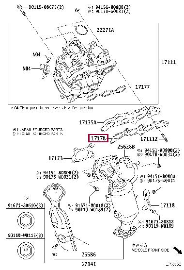 Toyota 17178-0Q020 Gasket, intake manifold 171780Q020