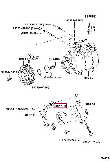 Belt tensioner pulley Toyota: 8844074010 Toyota Idler Pulley