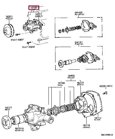 Toyota 16100-29015 Water pump 1610029015