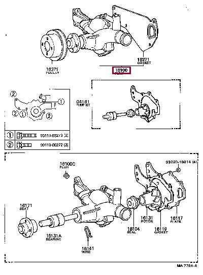 Car water pump Toyota Dyna: 1610059145 Toyota Water pump