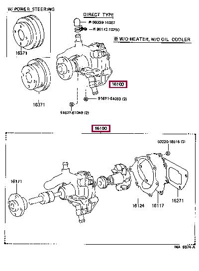 Toyota 16100-69156 Water pump 1610069156