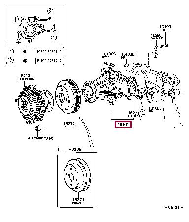 Water pump for engine Toyota Cressida: 1610079015 Toyota Water pump