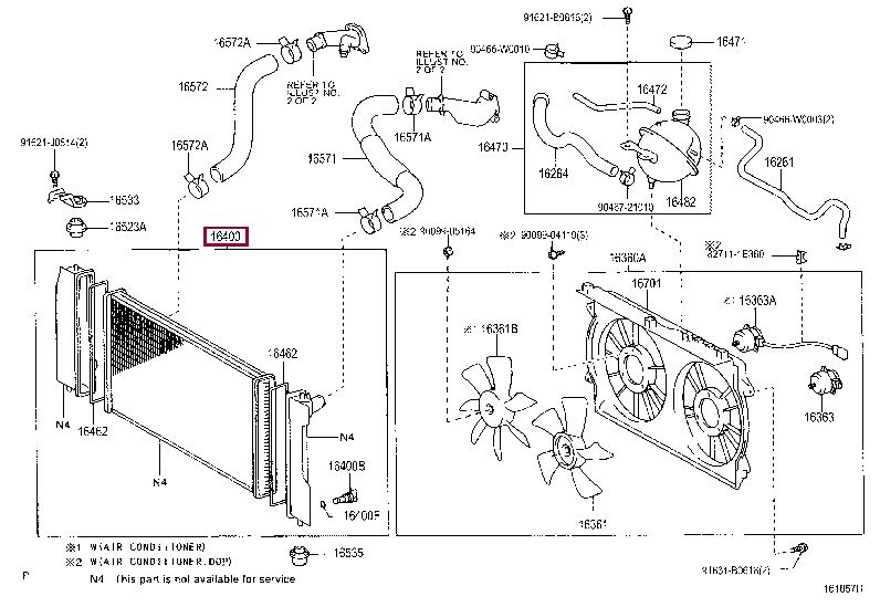 164000G031 Toyota Engine cooling radiator