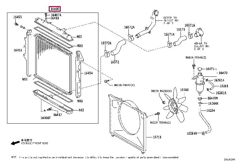 Toyota 16400-0L130 Engine cooling radiator 164000L130 164000L130 Toyota Engine cooling radiator
