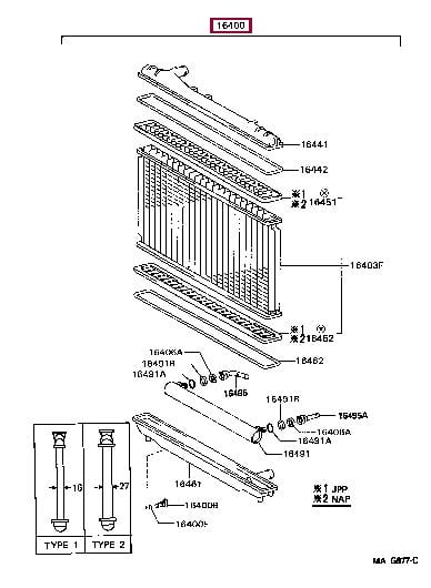 Engine radiator Lexus ES: 1640020040 Toyota Engine cooling radiator