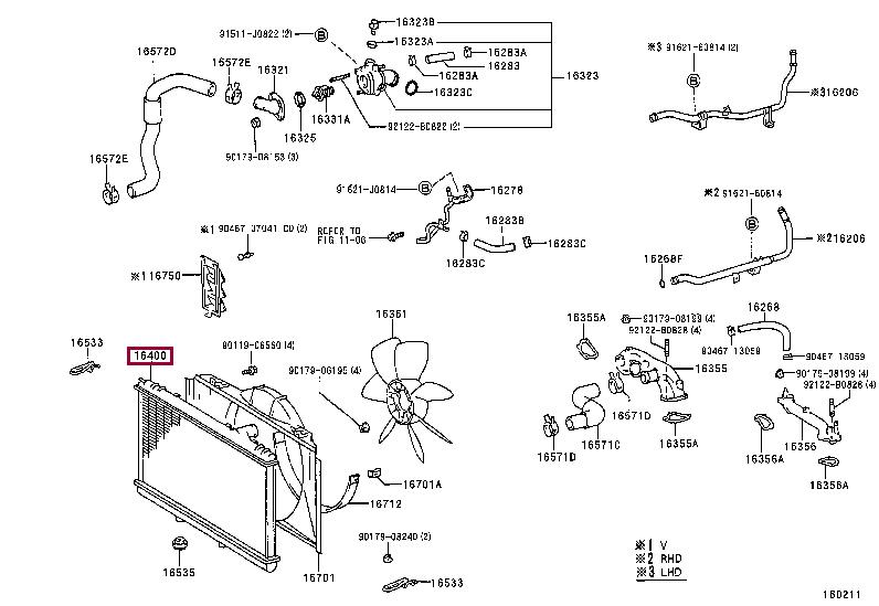 Engine cooling radiator Lexus LS: 1640050130 Toyota Engine cooling radiator