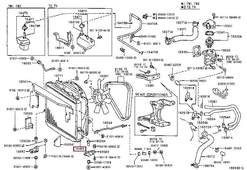 Engine radiator Toyota: 164005B281 Toyota Engine cooling radiator