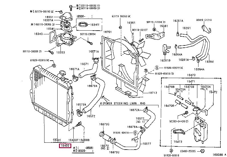 Car radiator Toyota: 164005B470 Toyota Engine cooling radiator