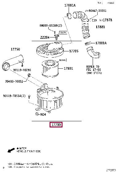 177000L260 Toyota Air cleaner filter box
