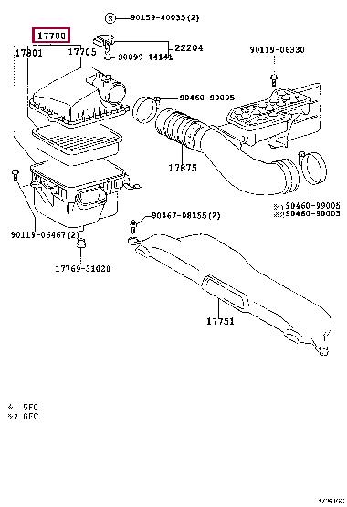 1770050220 Toyota Air cleaner filter box