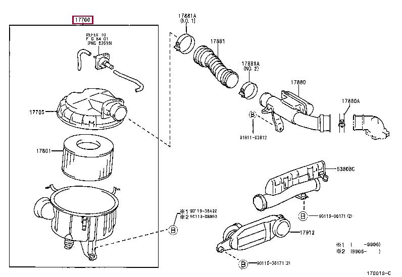 177005B040 Toyota Air cleaner filter box