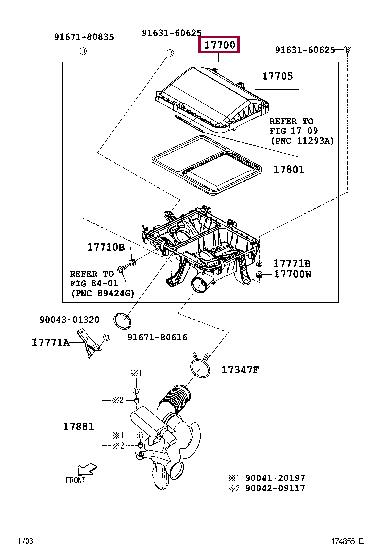 17700B1040 Toyota Air cleaner filter box