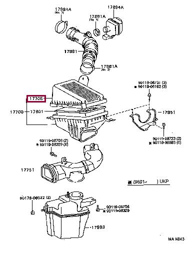 1770502050 Toyota Air cleaner filter box