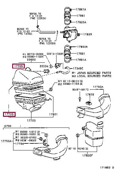 177050A041 Toyota Air cleaner filter box